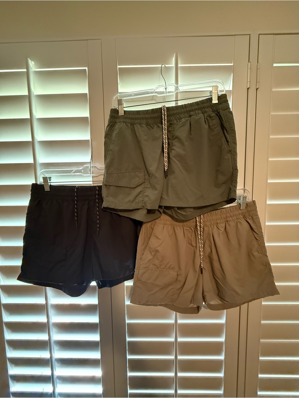 Women’s Athletic Drawstring Shorts in Olive, Gray, and Khaki (bundle)